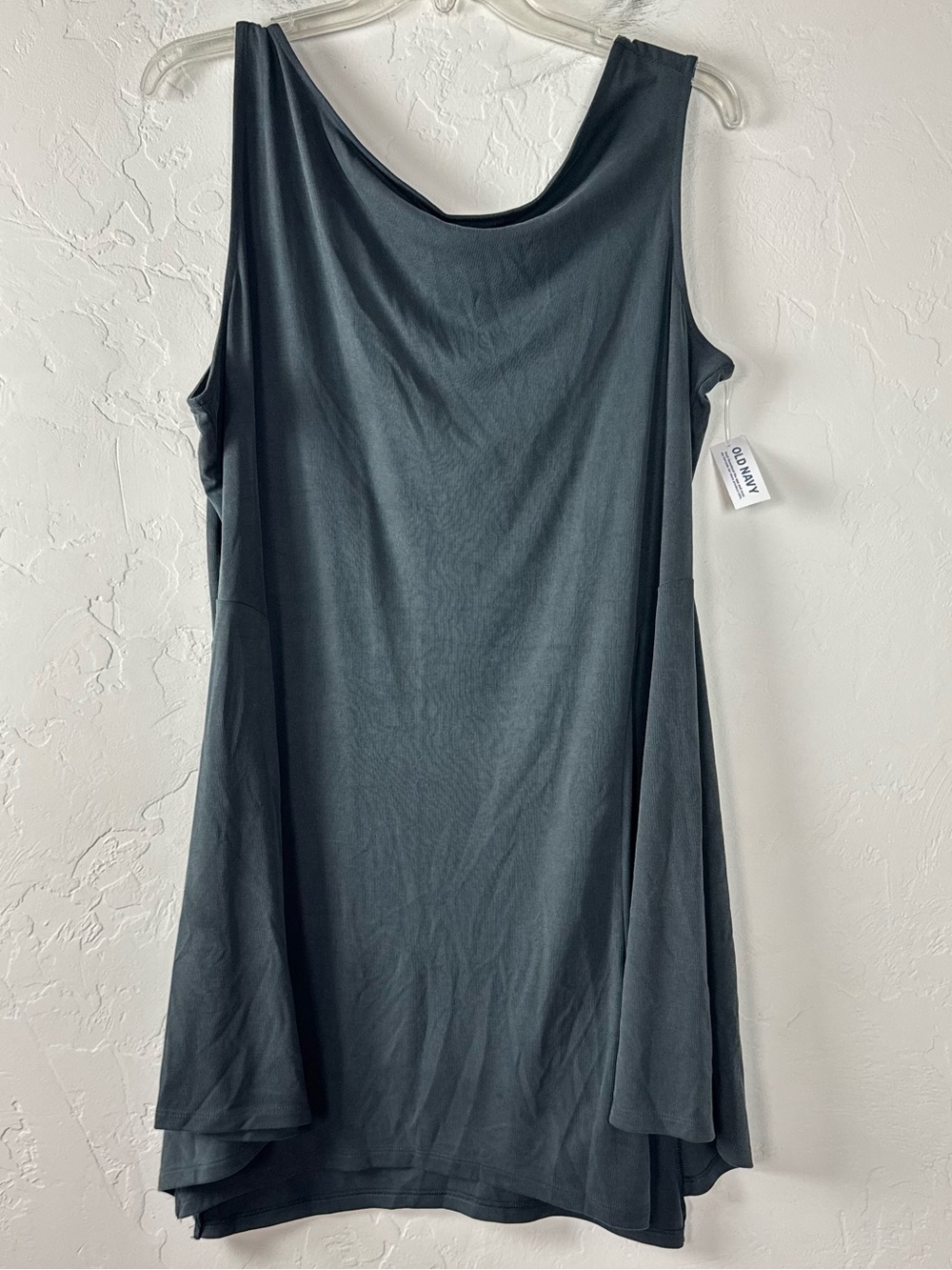 Old Navy Mini Dress Fit & Flare Asymmetrical Shoulder Solid Black Jack Color